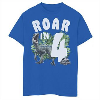 Boys 6-20 Jurassic World Birthday Raptor Roar I'm 4 Graphic Tee