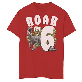 Boys 6-20 Jurassic World Birthday Raptor Roar I'm 6 Graphic Tee