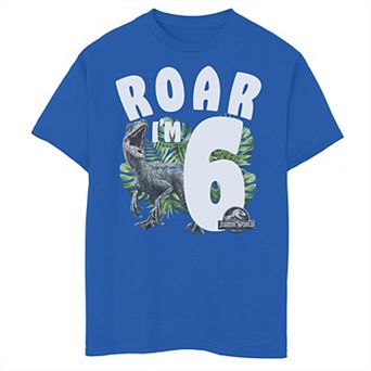 Boys 6-20 Jurassic World Birthday Raptor Roar I'm 6 Graphic Tee