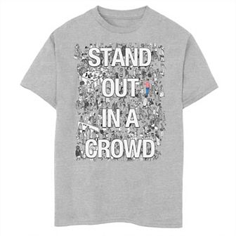 Boys 8-20 Where's Waldo Stand Out In A Crowd Poster Graphic Tee