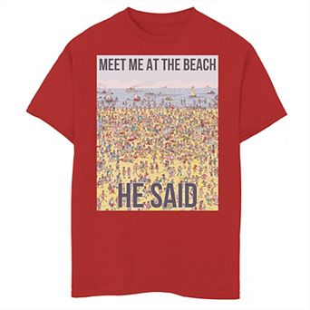 Boys 8-20 Where's Waldo Meet Me At The Beach He Said Graphic Tee