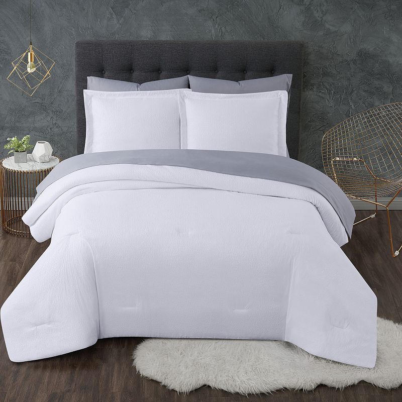 Truly Calm Antimicrobial Khaki Complete Bedding Set, White, Queen