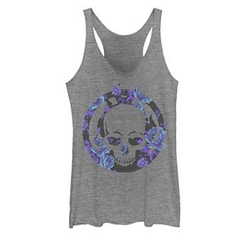 Juniors' Marvel Ghost Rider Flame Skull Logo Flowers Graphic Tank Top