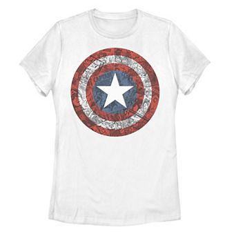 Juniors' Marvel Captain America Avengers Comic Shield Logo Graphic Tee