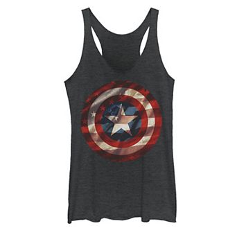 Juniors' Marvel Captain America Avengers Shield Flag Graphic Tank Top