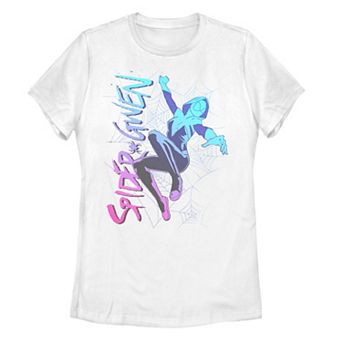 Juniors' Marvel Spider-Gwen Neon Gradient Web Graphic Tee