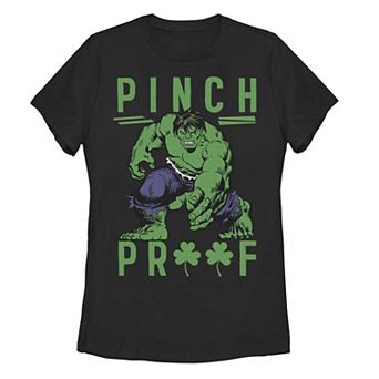 Juniors' Marvel Hulk St. Patty's Vintage Pinch Proof Graphic Tee