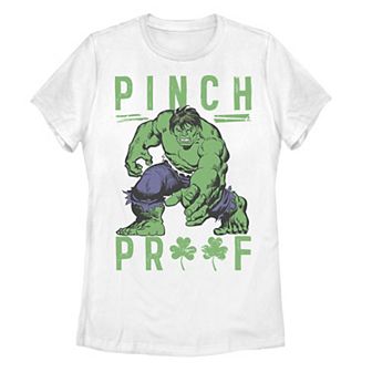 Juniors' Marvel Hulk St. Patty's Vintage Pinch Proof Graphic Tee