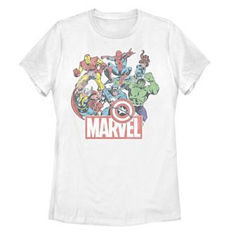 Juniors' Marvel Avengers Team Retro Comic Graphic Tee