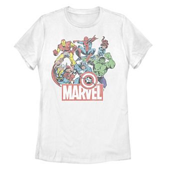 Juniors' Marvel Avengers Team Retro Comic Graphic Tee