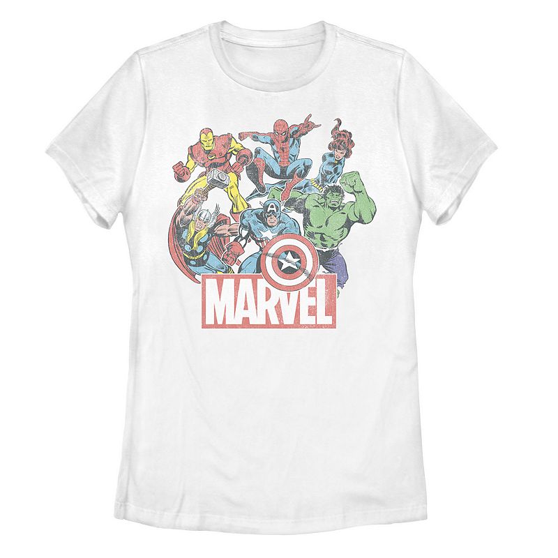 Juniors Marvel Avengers Team Retro Comic Graphic Tee, Girls, Size: Small,