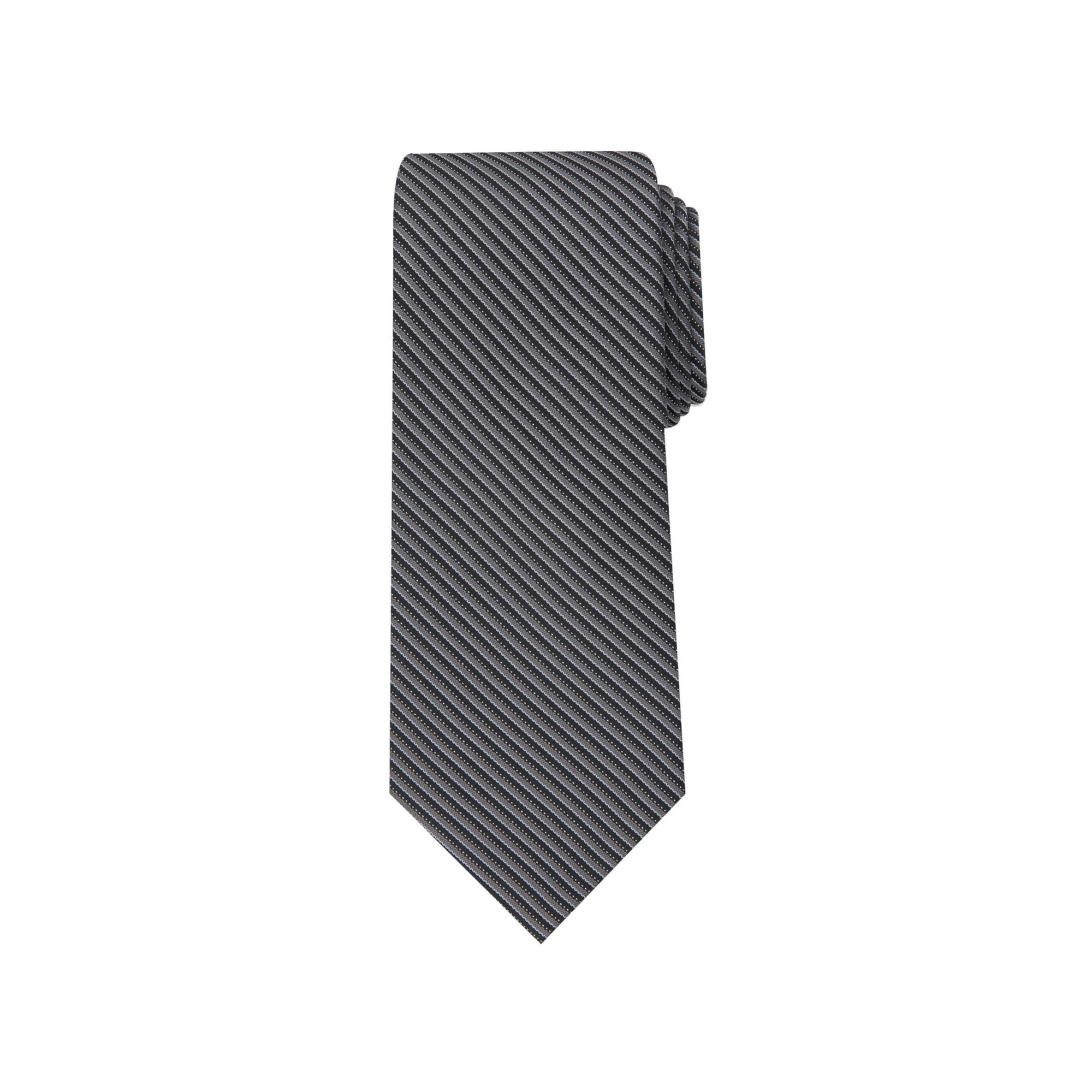 Mens Bespoke Striped Skinny Tie, Black Hammon