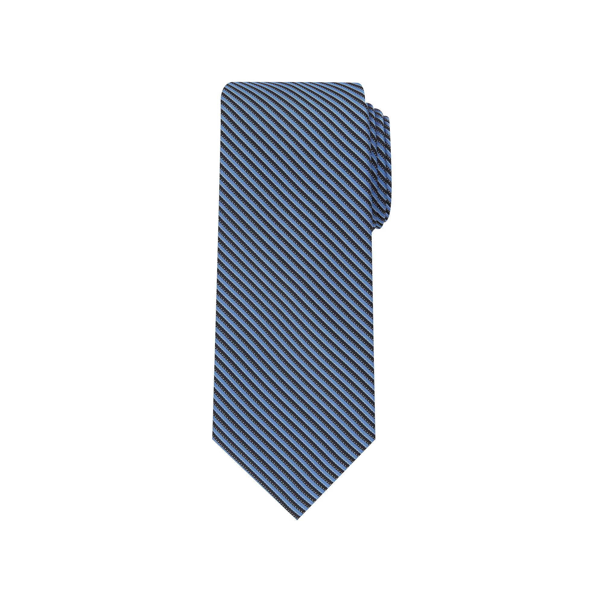 Mens Bespoke Striped Skinny Tie, Blue Hammon