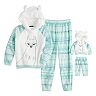Girls 4-12 Cuddl Duds® Hooded Critter Top & Pants Pajama Set with Matching Doll Outfit