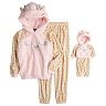 Girls 4-12 Cuddl Duds® Hooded Critter Top & Pants Pajama Set with Matching Doll Outfit