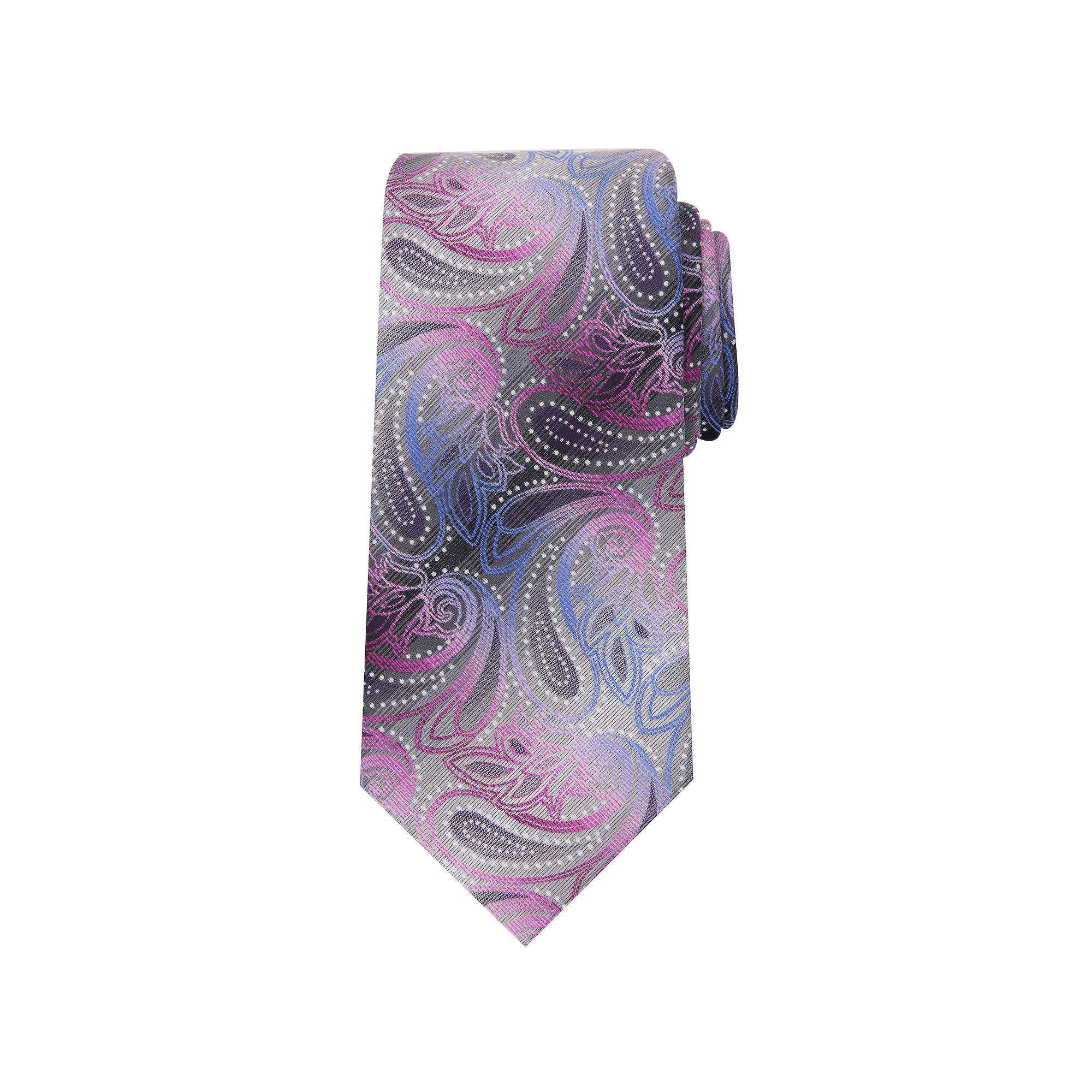 Mens Bespoke Paisley Patterned Tie, Pink Lynwood
