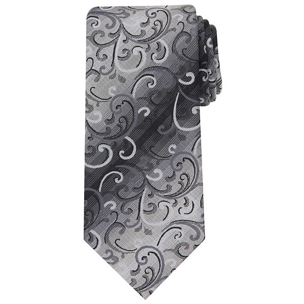 Retreez Men's Microfiber Tie - Gold Paisley Pattern On Black For Formal & Casual Wear