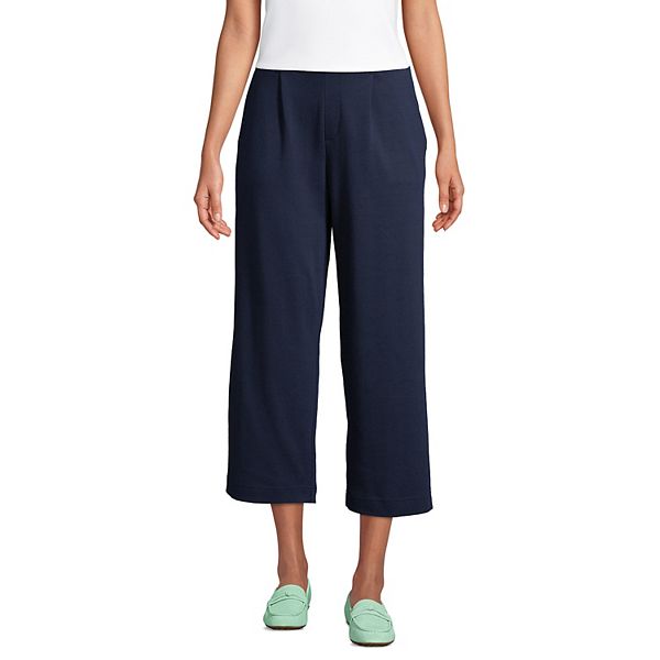 Women's Lands' End Sport Knit Pull-On Wide Leg Crop Pants