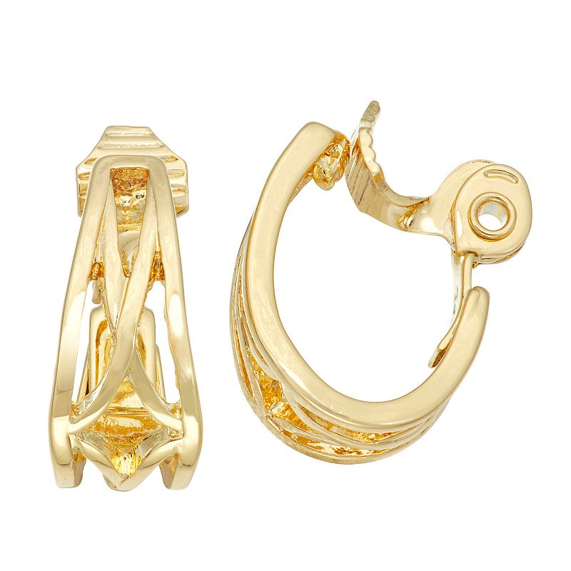 Napier Gold Tone 16mm Hoop Clip-On Earrings, Womens