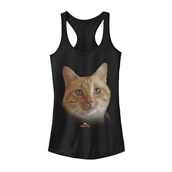 Juniors' Marvel Captain Marvel Cat Face Graphic Tank Top