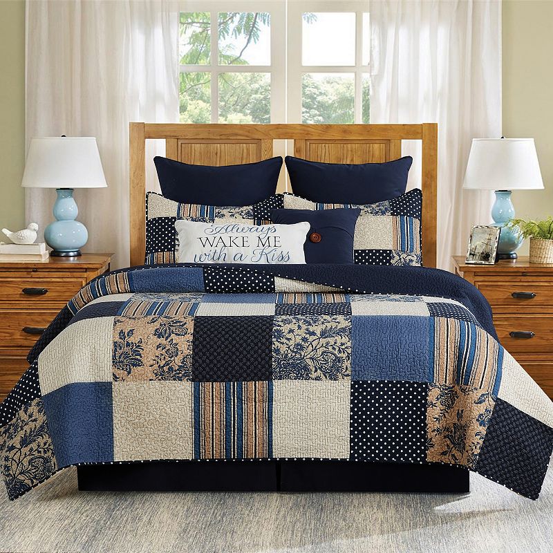 C&F Home Julia Quilt Set with Shams, Blue, Full/Queen