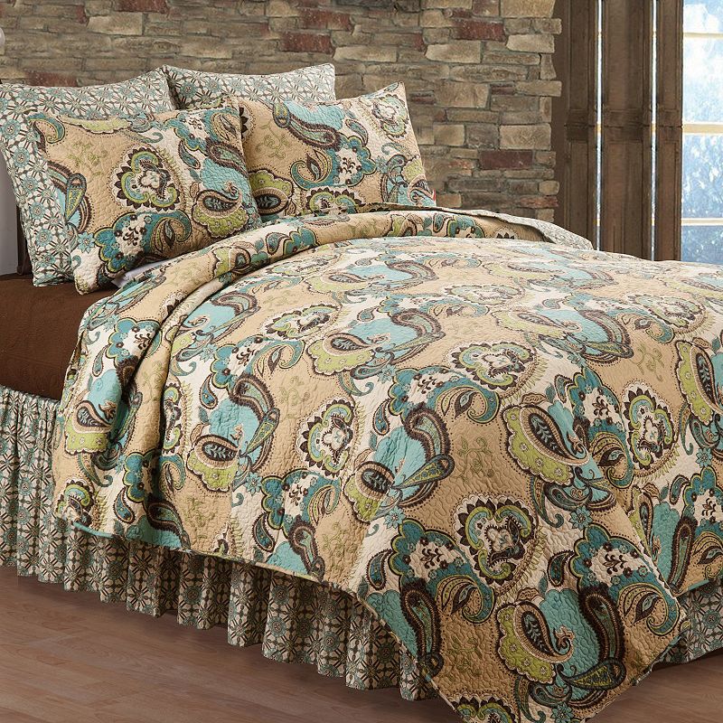 C&F Home Kasbah Quilt Set with Shams, Beig/Green, Full/Queen