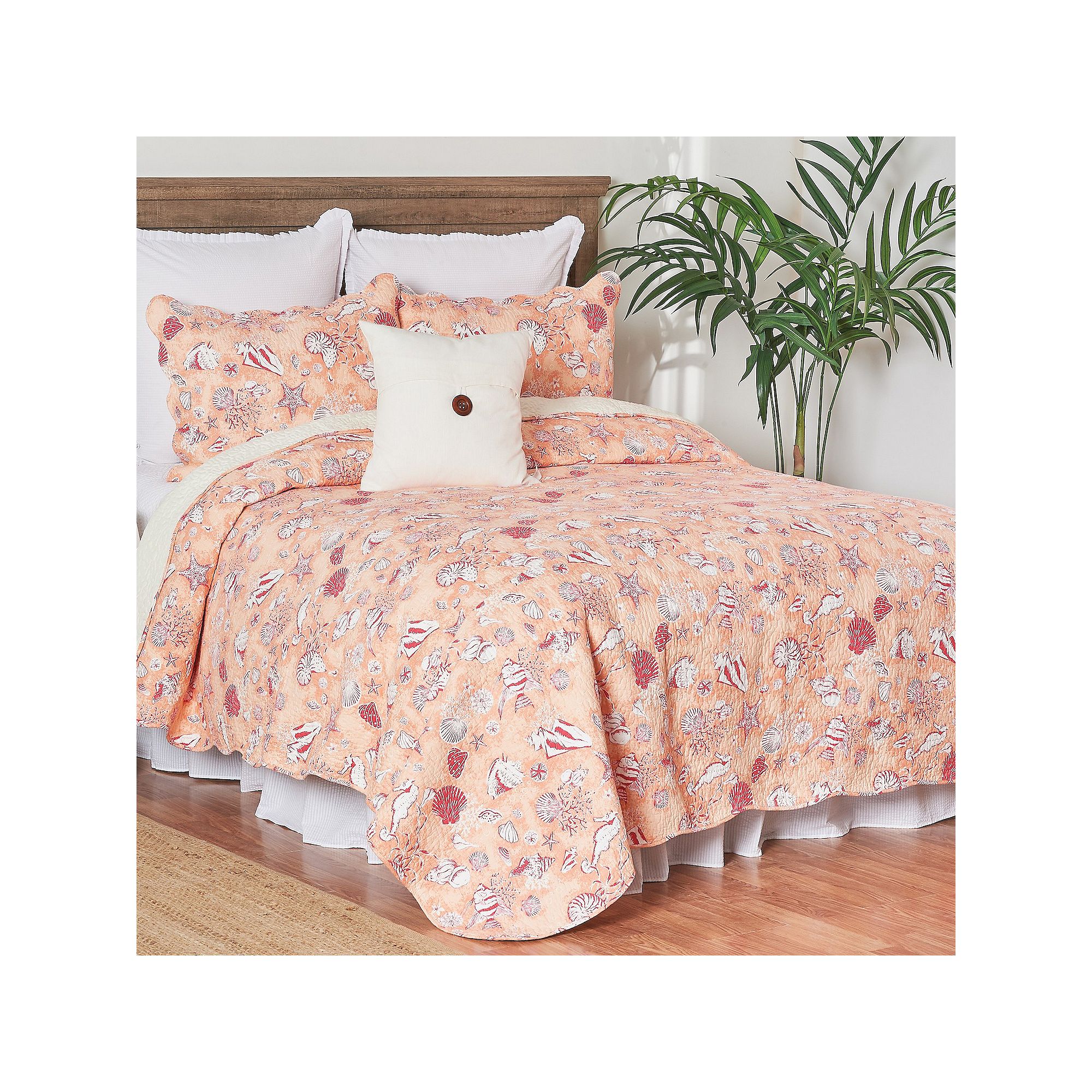C&F Home Lagoon Peach Quilt Set with Shams, Pink