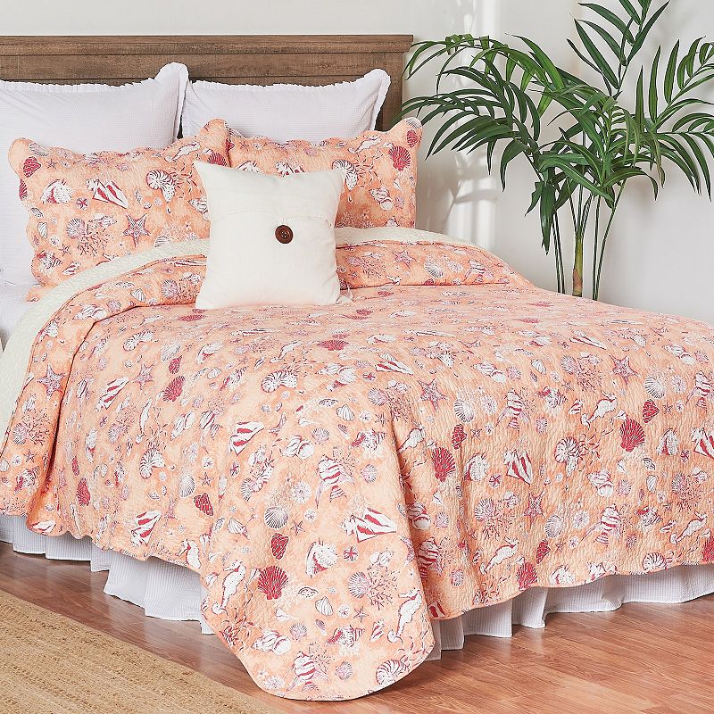 C&F Home Lagoon Peach Quilt Set with Shams, Pink, Full/Queen