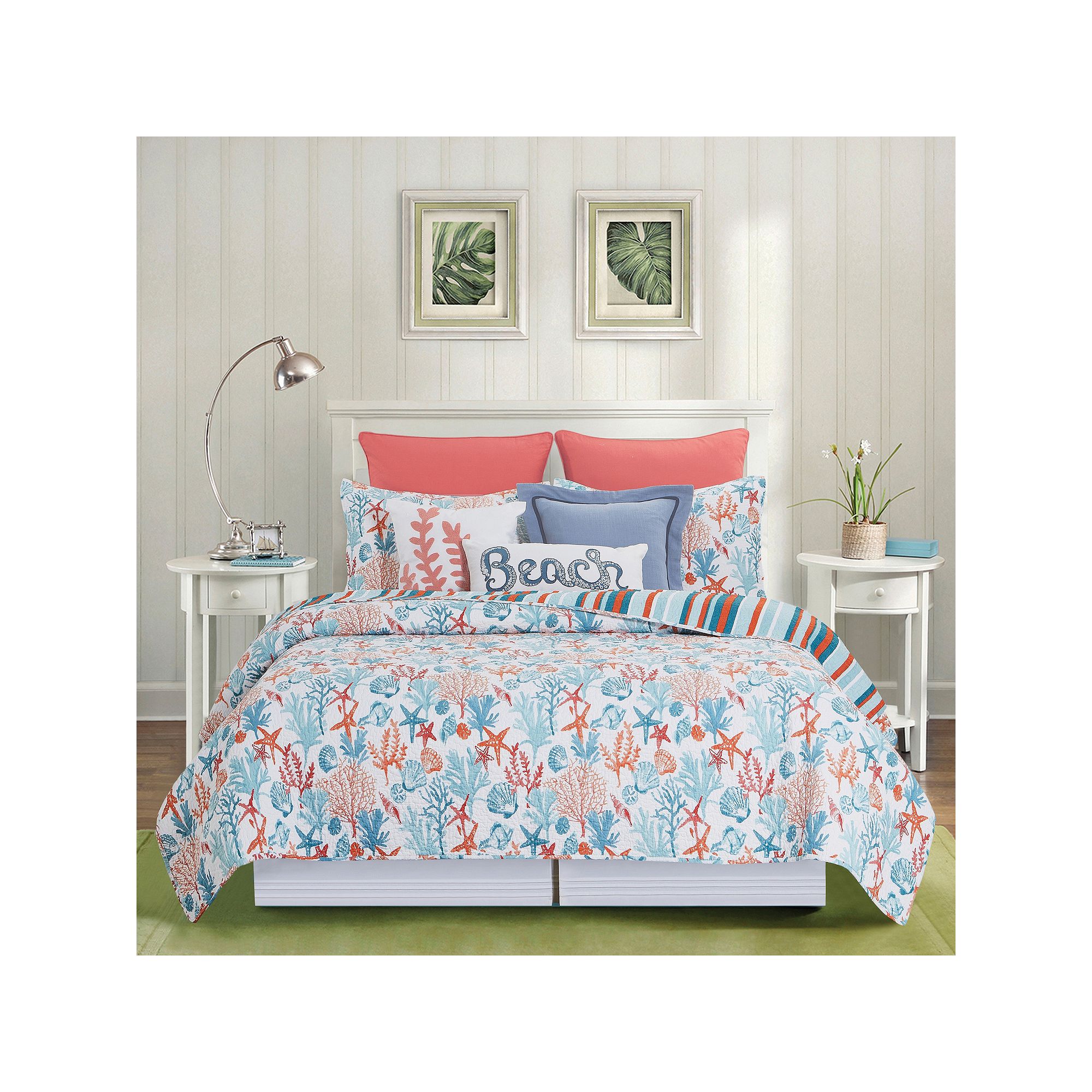 C&F Home Tangerine Coast Quilt Set with Shams, Blue