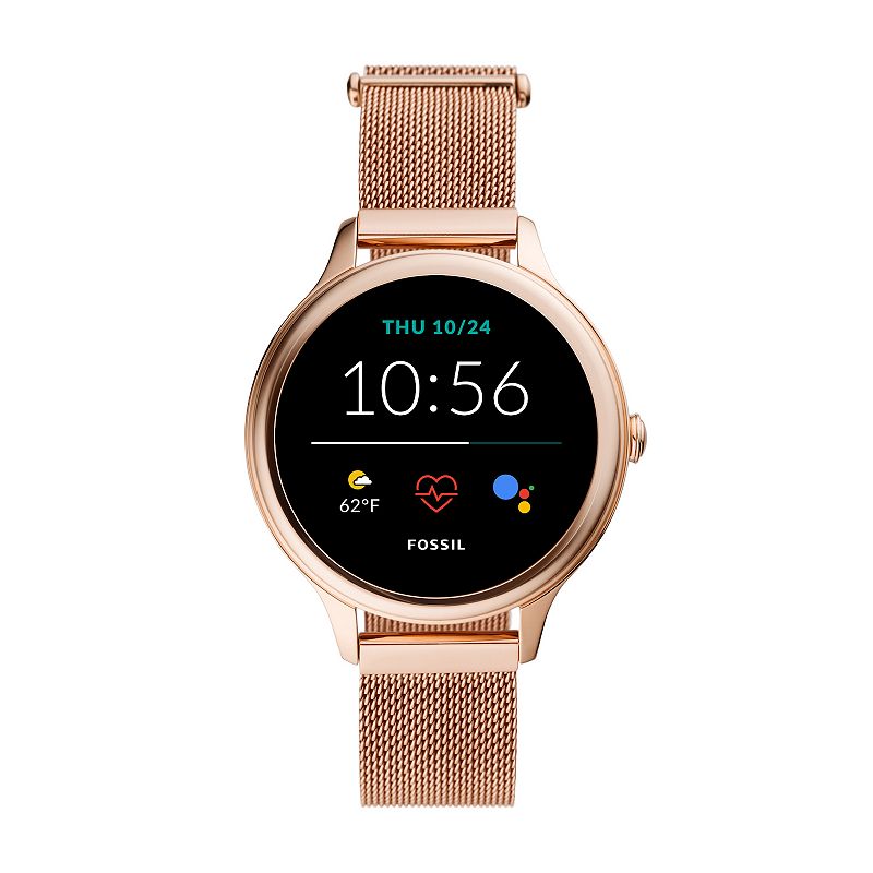 Fossil 42mm Gen 5E Stainless Steel Mesh Touchscreen Smart Watch with Heart Rate, Color: Rose Gold (Model: FTW6068) (B08FWGZB8Q)