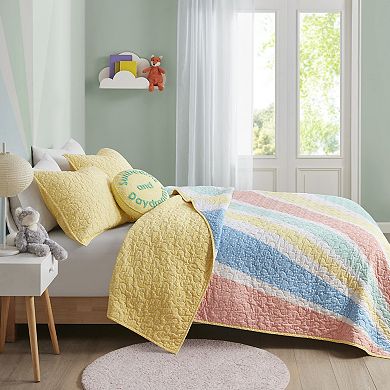 Urban Habitat Kids Jessie Rainbow Sunburst Reversible Cotton Quilt Set with Shams and Decorative Pillows