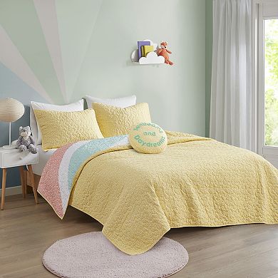 Urban Habitat Kids Jessie Rainbow Sunburst Reversible Cotton Quilt Set with Shams and Decorative Pillows