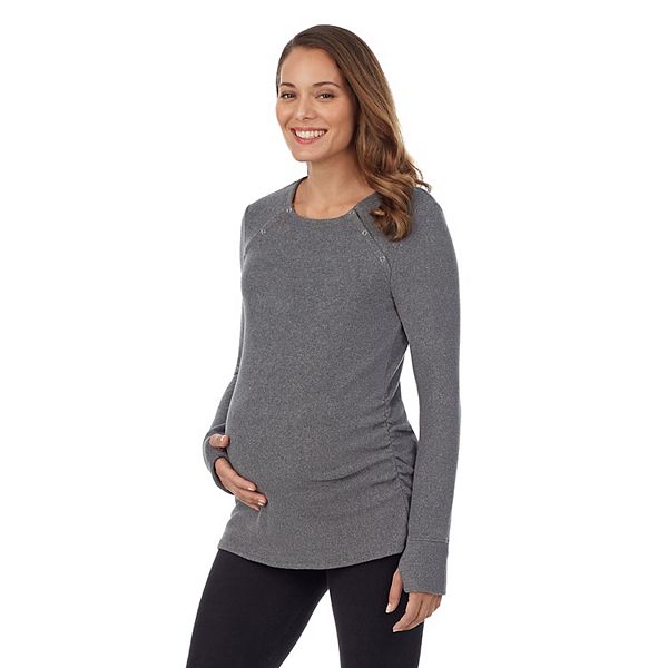 Maternity Cuddl Duds® Fleecewear with Stretch Snap Front Crew Top