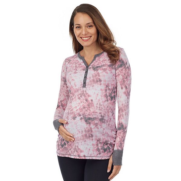Maternity Cuddl Duds® Stretch Thermal Long Sleeve Splitneck Henley Top