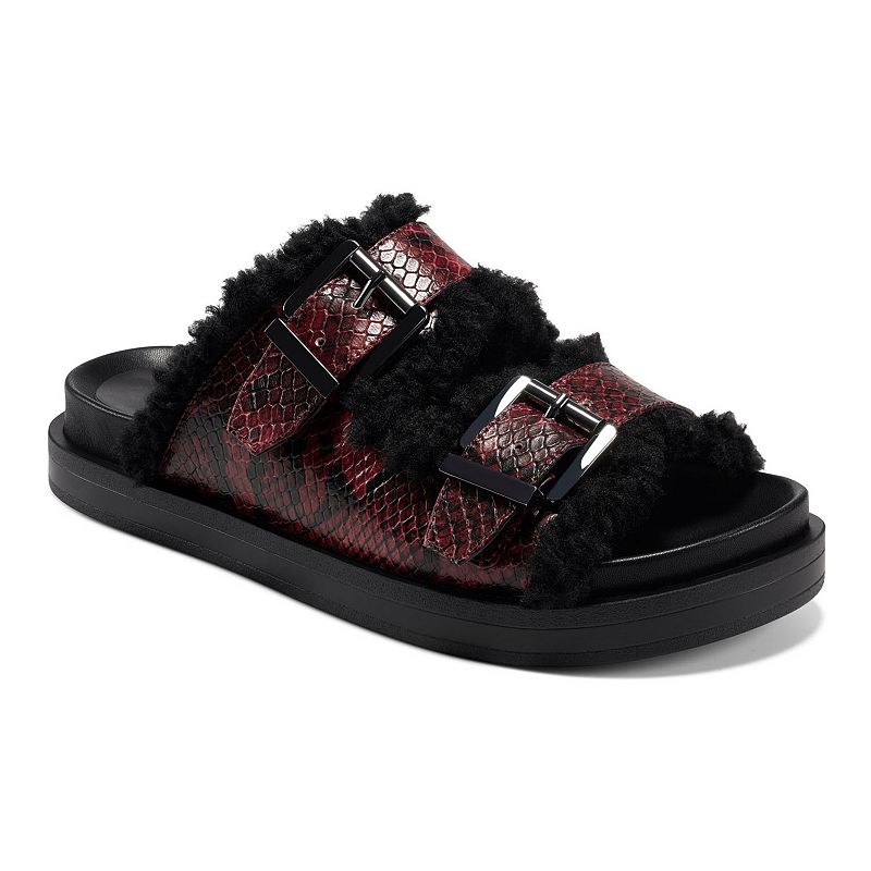 Aerosoles Olivia Womens Sherpa Slide Sandals, Size: 6, Light Red