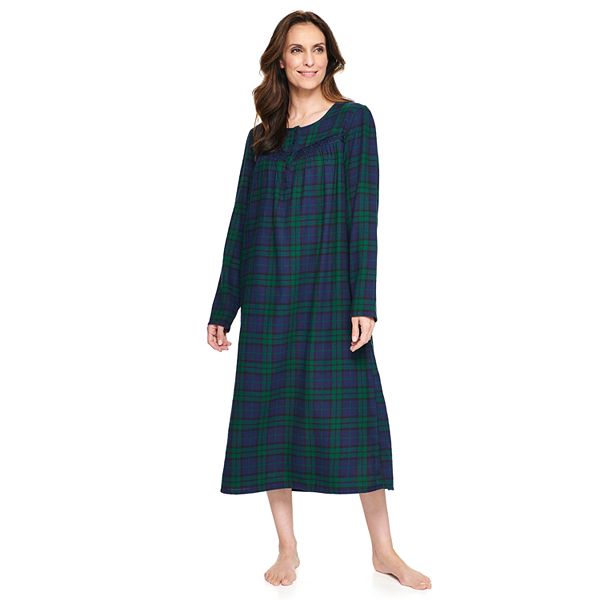 Womens Flannel Nightgown 100% Cotton Flannel Red Plaid Croft & Barrow