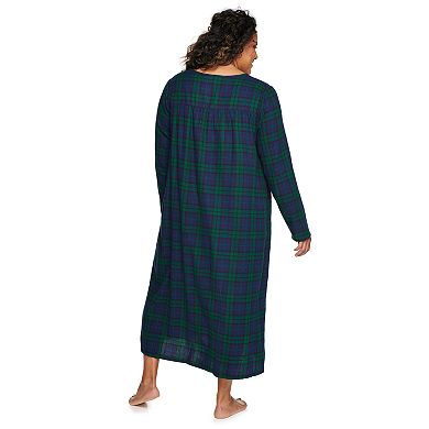 Plus Size Croft & Barrow® Long Sleeve Long Flannel Nightgown