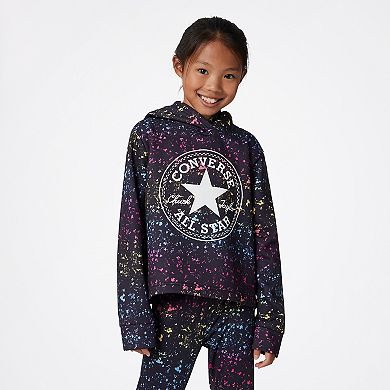 Girls 7-16 Converse Chuck Patch Splatter Print Lightweight Cropped Hoodie