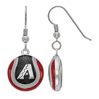 LogoArt Sterling Silver Arizona Diamondbacks Enameled Baseball Earrings