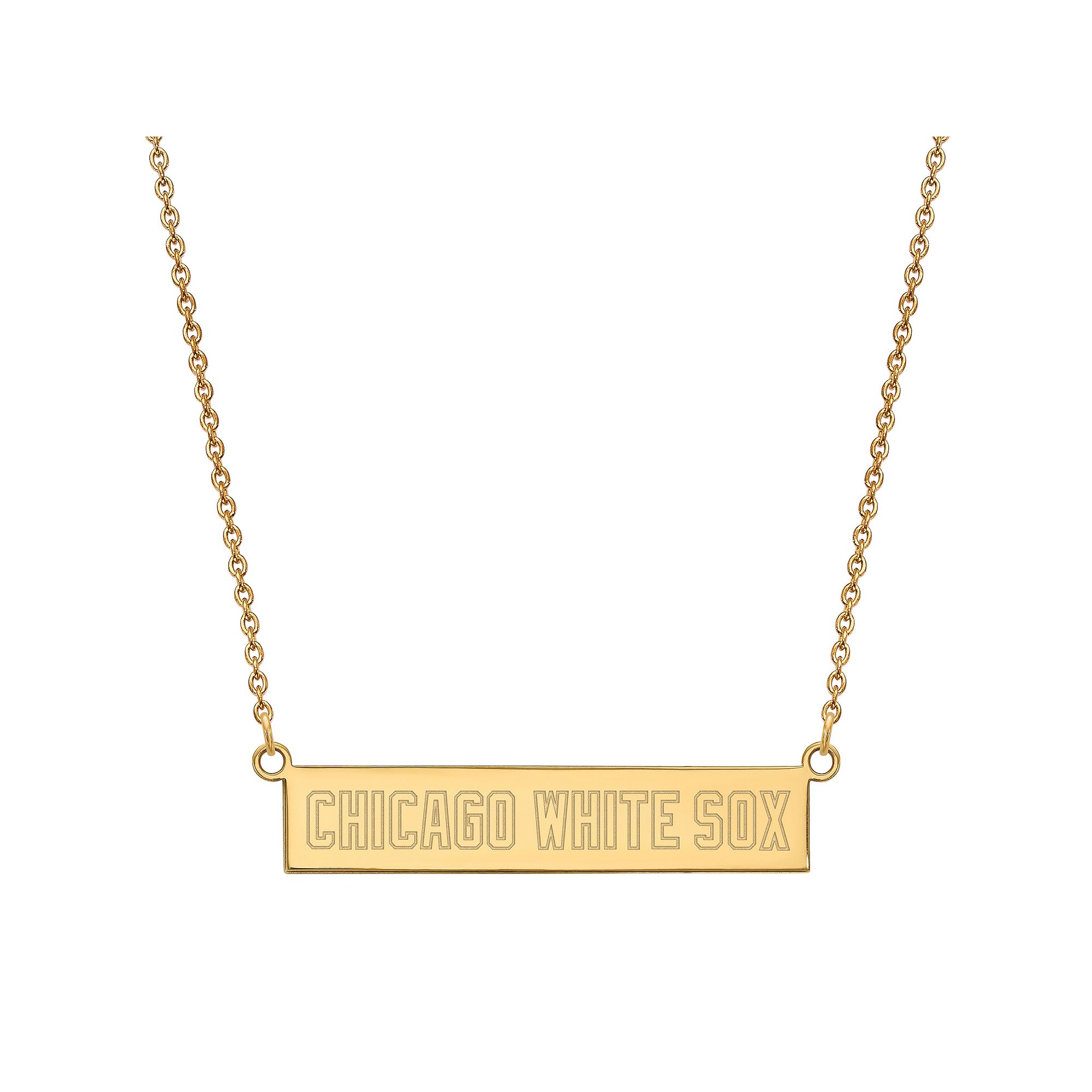 LogoArt Sterling Silver Chicago White Sox Extra Small Bar Necklace, Womens