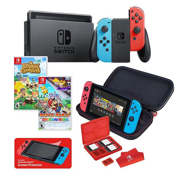 yarın ihlal etmek manivela  Nintendo Switch Gaming Console + Animal Crossing, Paper Mario & RDS  Traveler Case Bundle