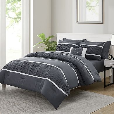 VCNY Home Trisha Ruched Stripes Comforter Set with Shams