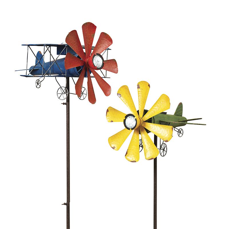 UPC 687293180185 product image for Solar Airplane Wind Spinner Garden Stake, Multicolor | upcitemdb.com