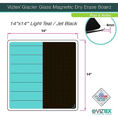 Viztex Glacier Plan & Grid Glass Dry Erase Board - 14" x 14"