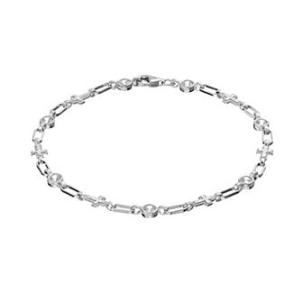 Kristen Kesho Sterling Silver Lab-Created White Sapphire Cross Bracelet