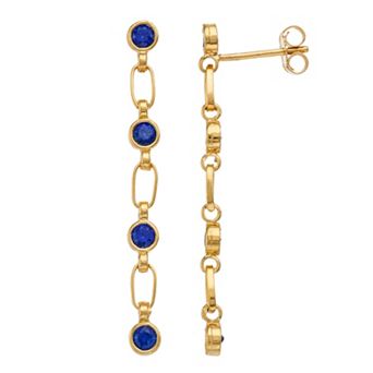 Kristen Kesho Sterling Silver Lab-Created Blue Sapphire Dangle Drop Earrings