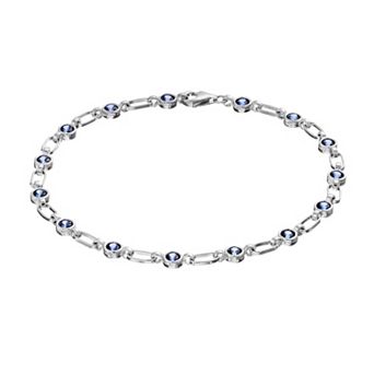 Kristen Kesho Sterling Silver Lab-Created Sapphire Tennis Bracelet