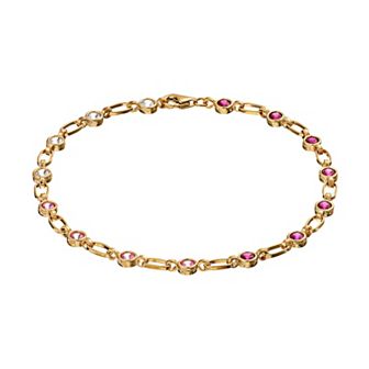 Kristen Kesho Sterling Silver Lab-Created Gemstone Tennis Bracelet