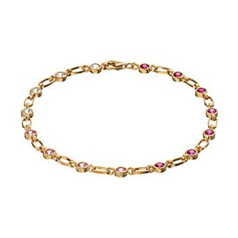 Kristen Kesho Sterling Silver Lab-Created Gemstone Tennis Bracelet