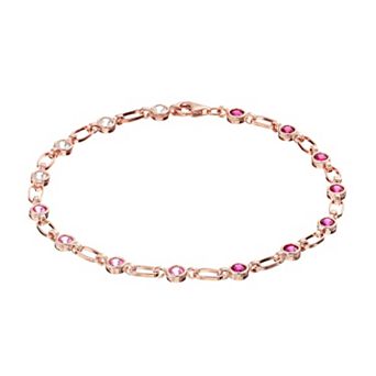 Kristen Kesho Sterling Silver Lab-Created Gemstone Tennis Bracelet